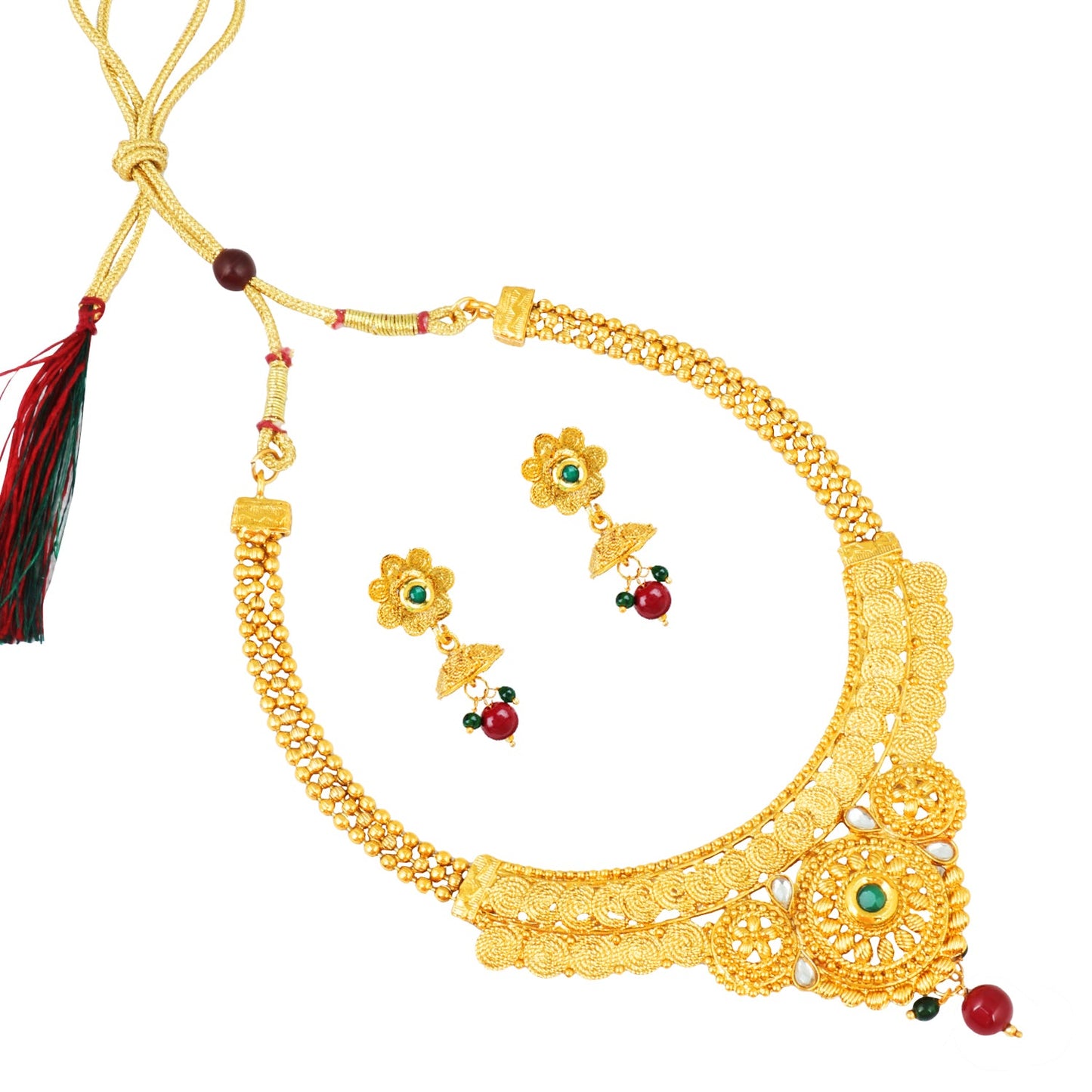 22K Traditional Gold Necklace Set (SJ_2334)