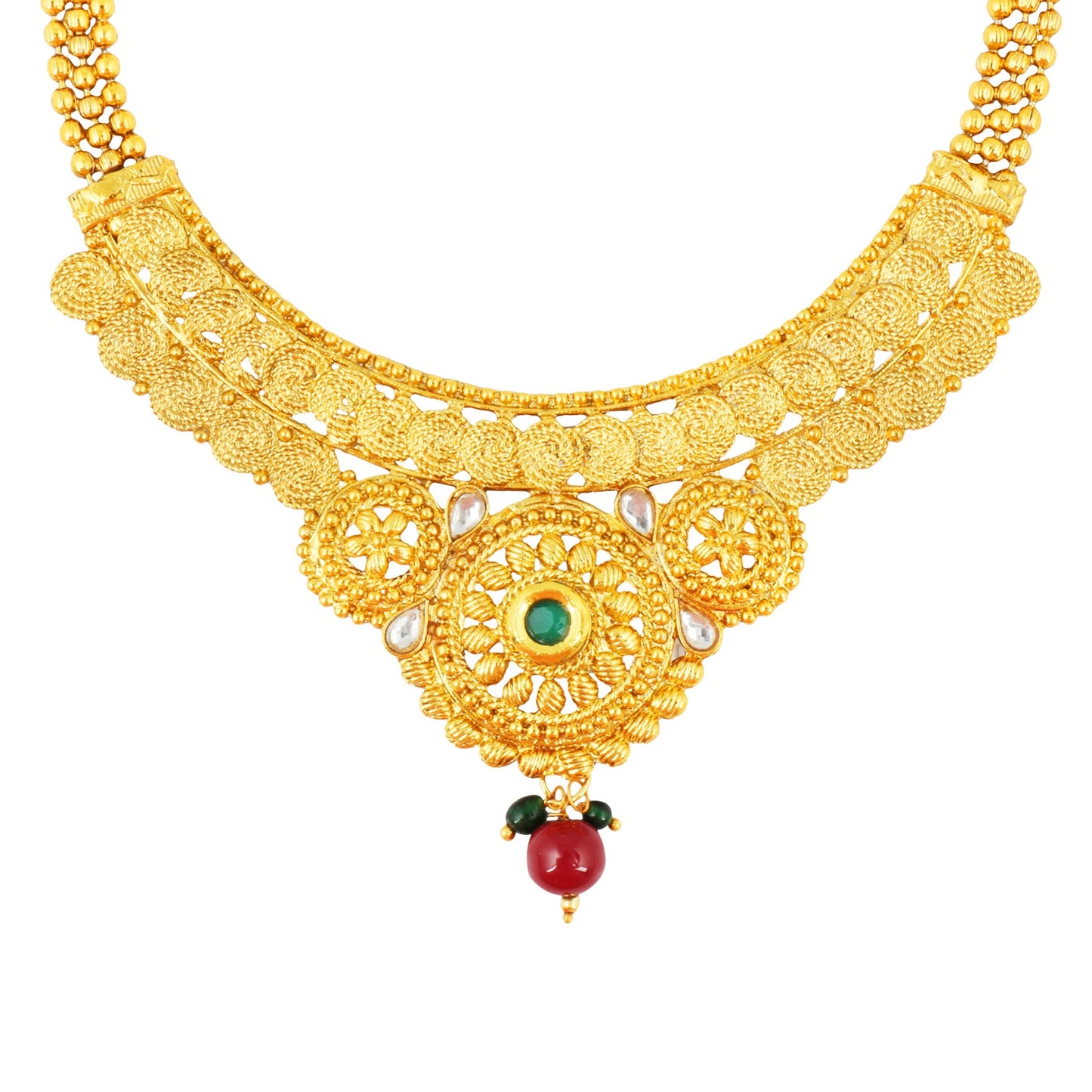 22K Traditional Gold Necklace Set (SJ_2334)