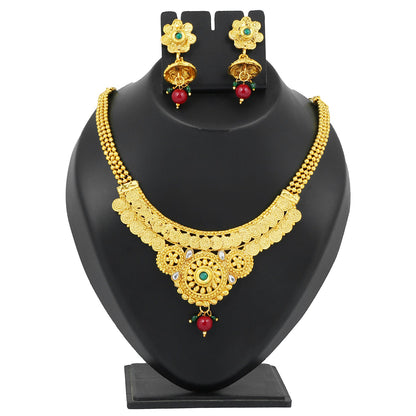 22K Traditional Gold Necklace Set (SJ_2334)