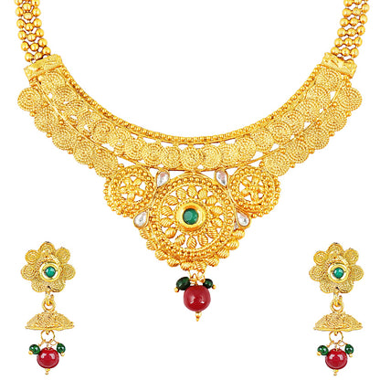 22K Traditional Gold Necklace Set (SJ_2334)