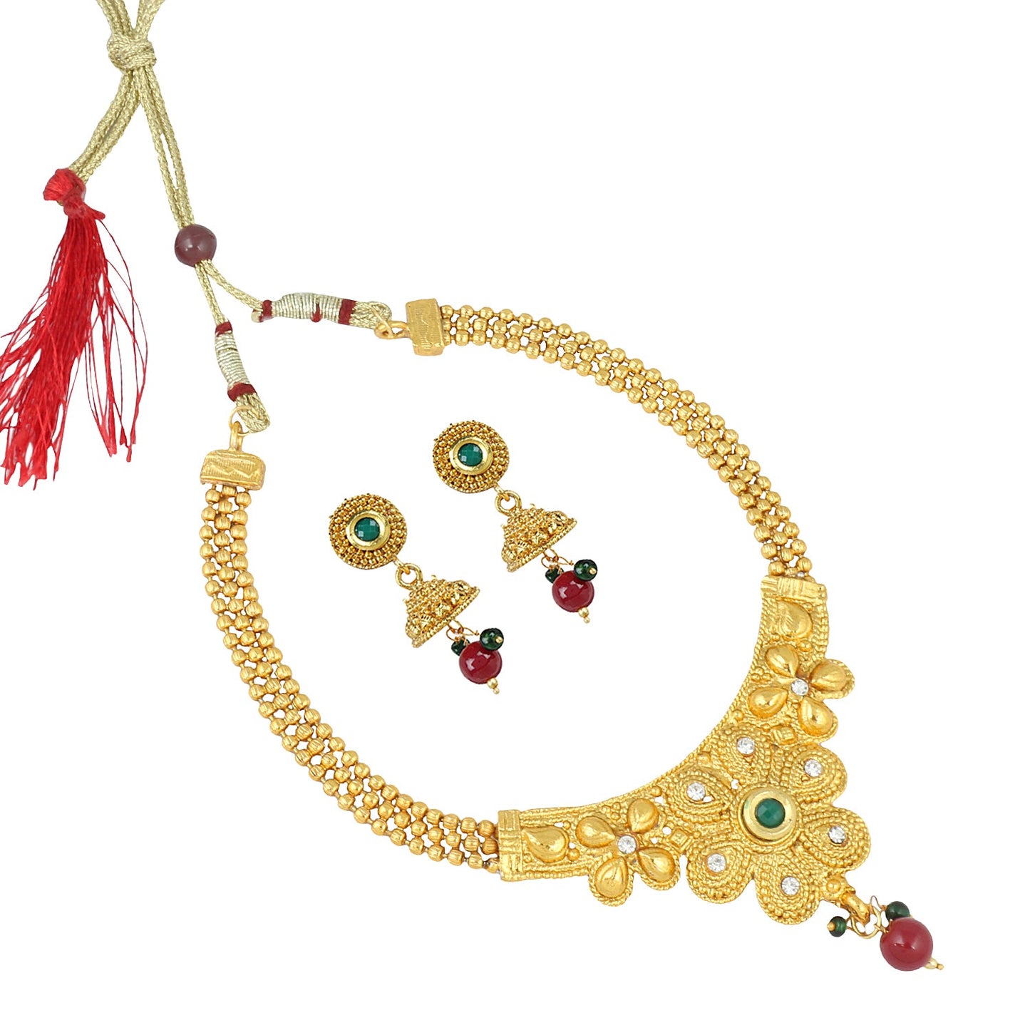 22K Traditional Gold Necklace Set (SJ_2335)