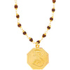 24K Gold Plated Shivaji Maharaj And Rajmudra Coin Rudraksha Necklace For Men (SJ_2350)