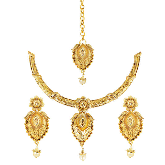 22K Traditional Gold Complete Full Jewellery Necklace Set for Women (SJ_2361)