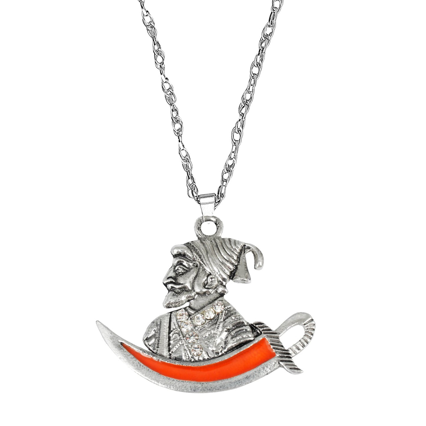 925 Silver Plated Shivaji Maharaj Dhaal Necklace For Men (SJ_2367)