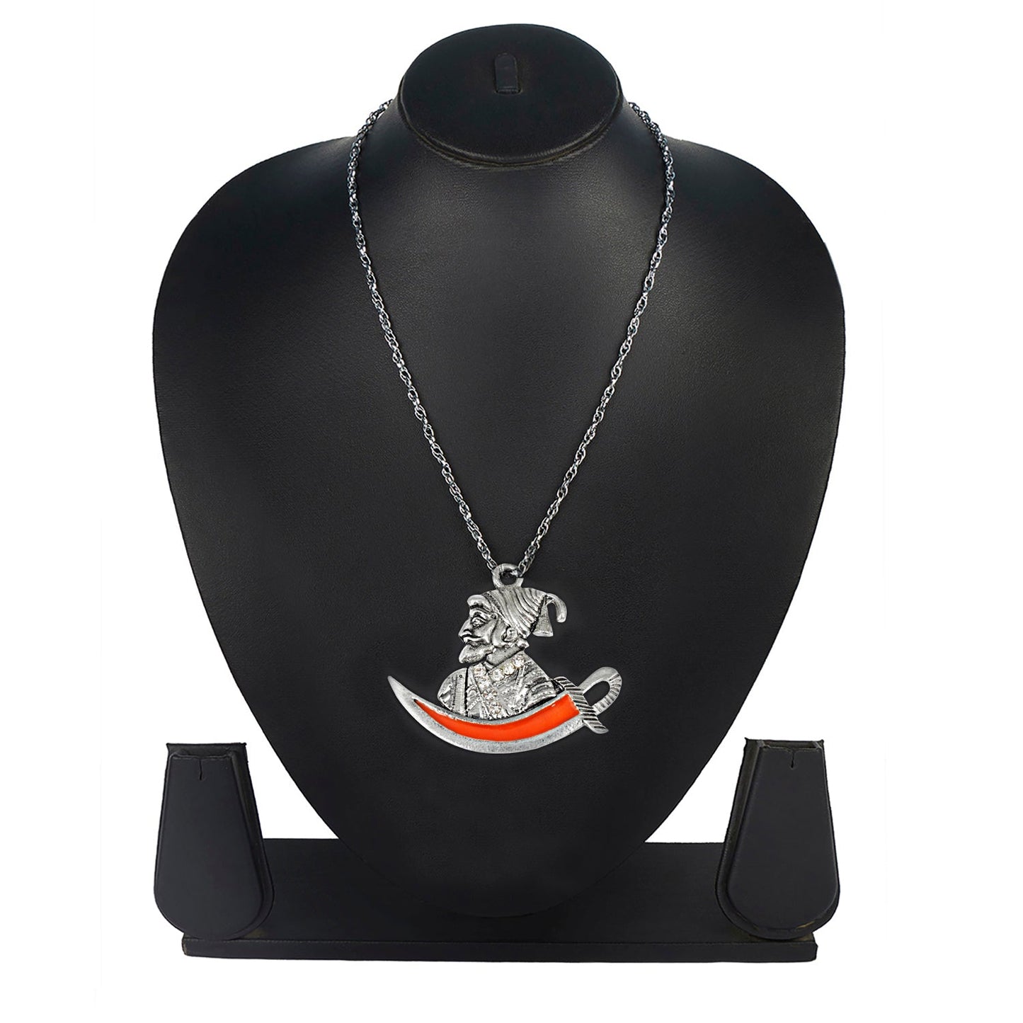925 Silver Plated Shivaji Maharaj Dhaal Necklace For Men (SJ_2367)