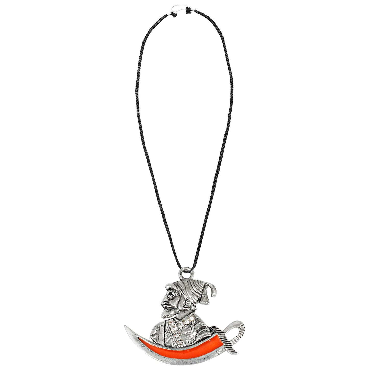 925 Silver Plated Shivaji Maharaj Dhaal Necklace For Men (SJ_2368)