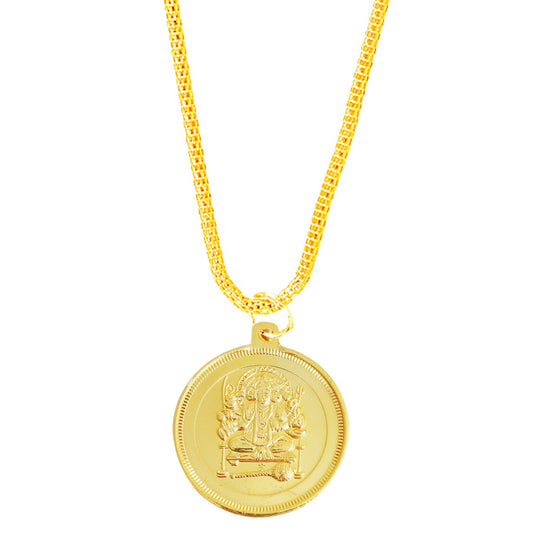 24K Gold Plated Panch Mukhi Hanuman Necklace For Men (SJ_2378)