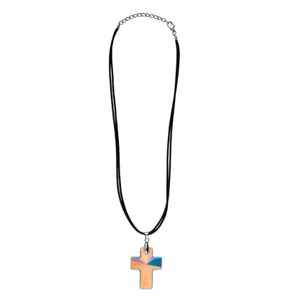 Swarovski Cross Pendant with Leather Cord Necklace for Men & Women (SJ_2446)