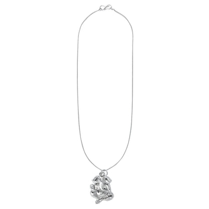 925 Silver Rhodium Lord Ganesha Pendant with Silver Chain Necklace for Men (SJ_2454)