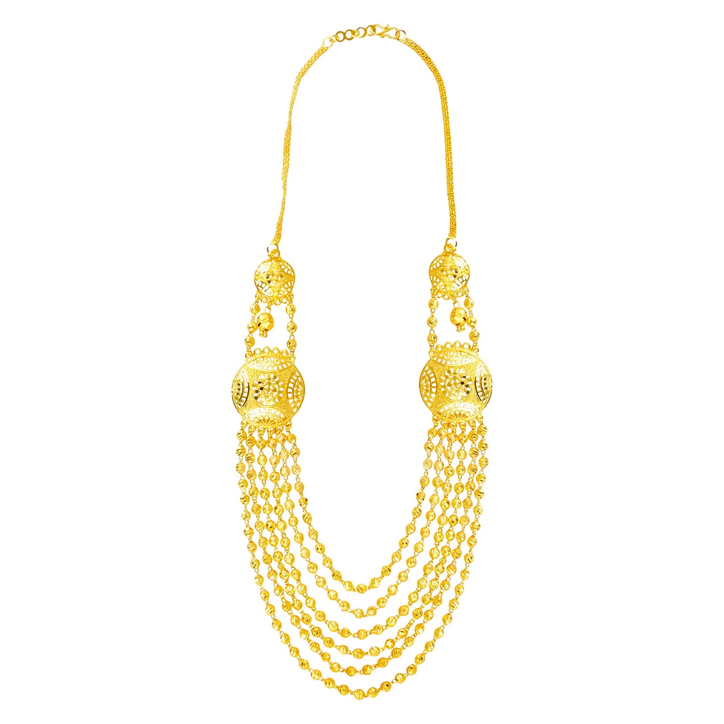 Traditional 22K Gold Plated Ball Necklace Chain Jewellery Set for Women (SJ_2644)