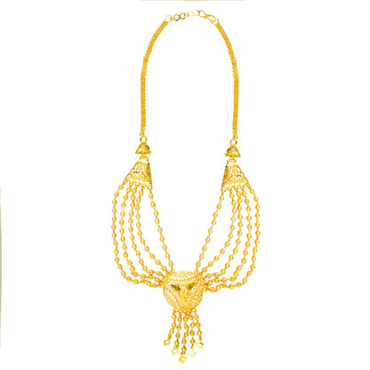 Traditional 22K Gold Plated Ball Necklace Chain Jewellery Set for Women (SJ_2645)