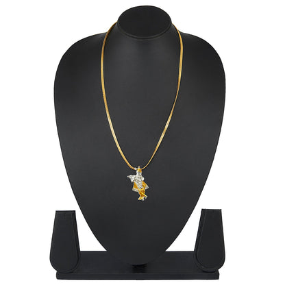 Two Tone Gold and  Silver Plated Lord Krishna Pendant With Designer Gold Chain for Men & Boys (SJ_2660)