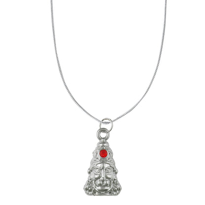 Silver Plated Lord Hanuman Pendant With Silver Chain for Men & Boys (SJ_2668)