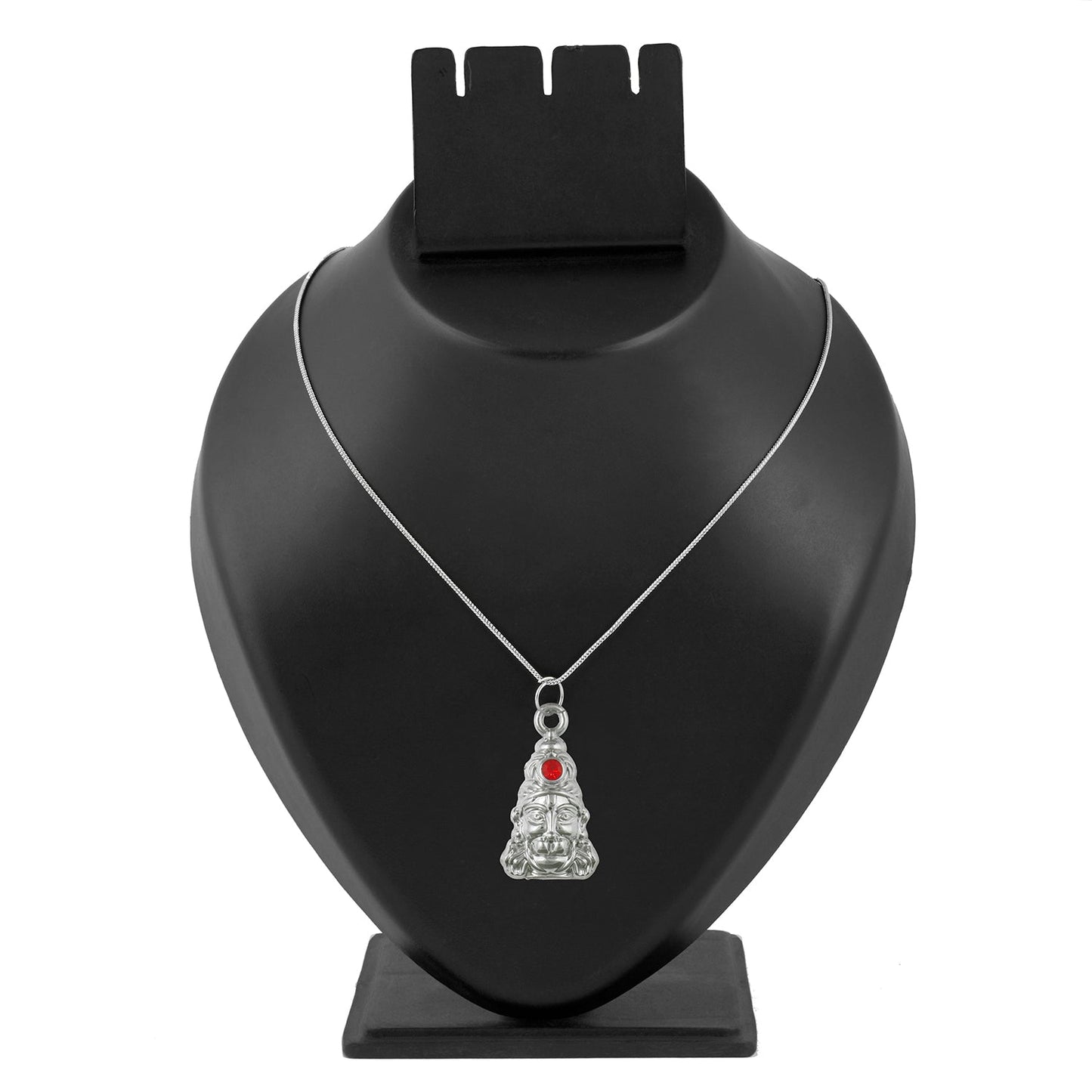 Silver Plated Lord Hanuman Pendant With Silver Chain for Men & Boys (SJ_2668)