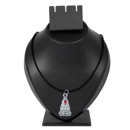 Silver Plated Lord Hanuman Pendant With Black Thread/Chord for Men & Boys (SJ_2669)