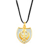 24K Gold Plated Punjabi Sikh Khanda Symbol Pendant with Black Thread/Chord for Men & Boys (SJ_2671)
