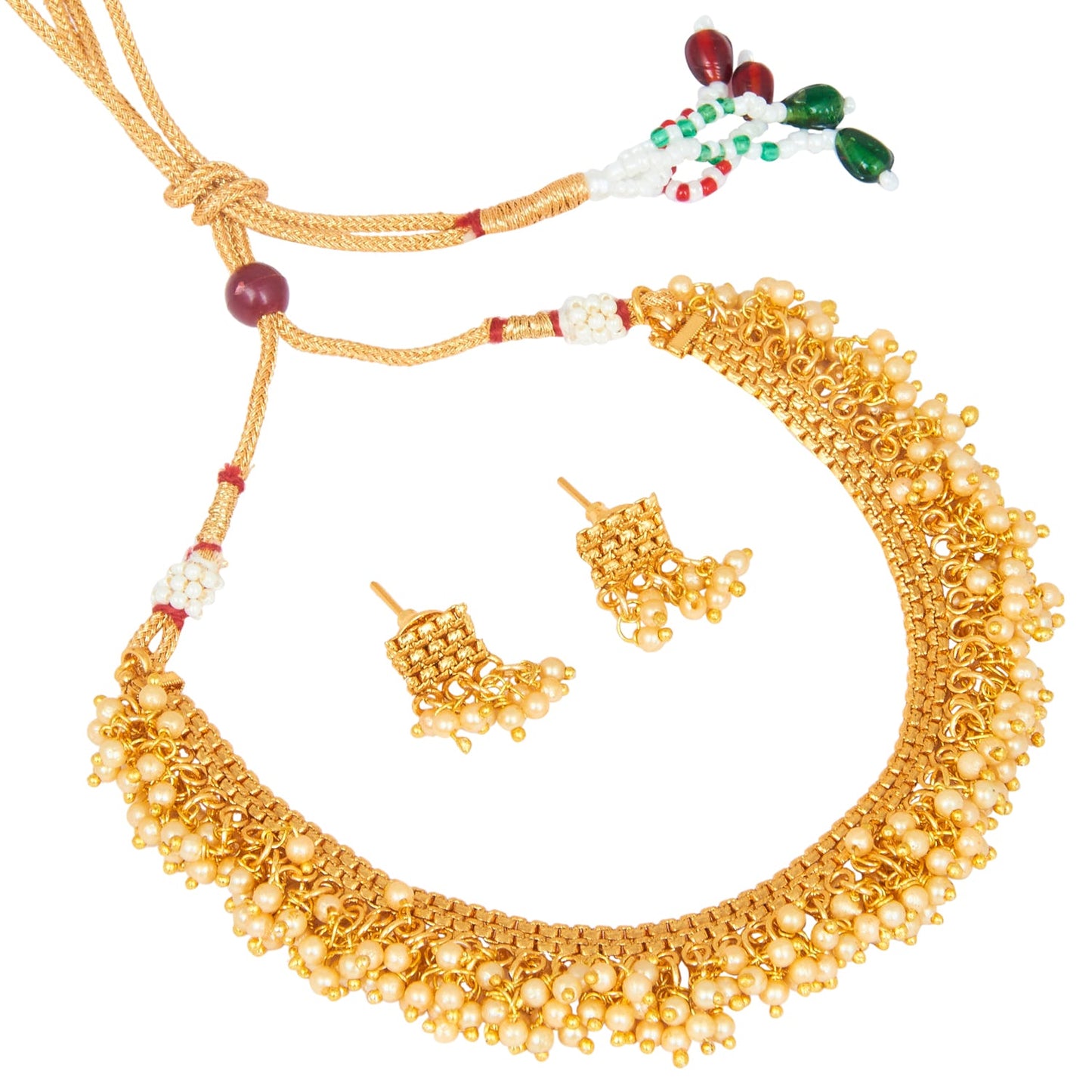 Traditional Gold Jewellery Necklace Set 22K with Earrings for Women & Girlss (SJ_2683)