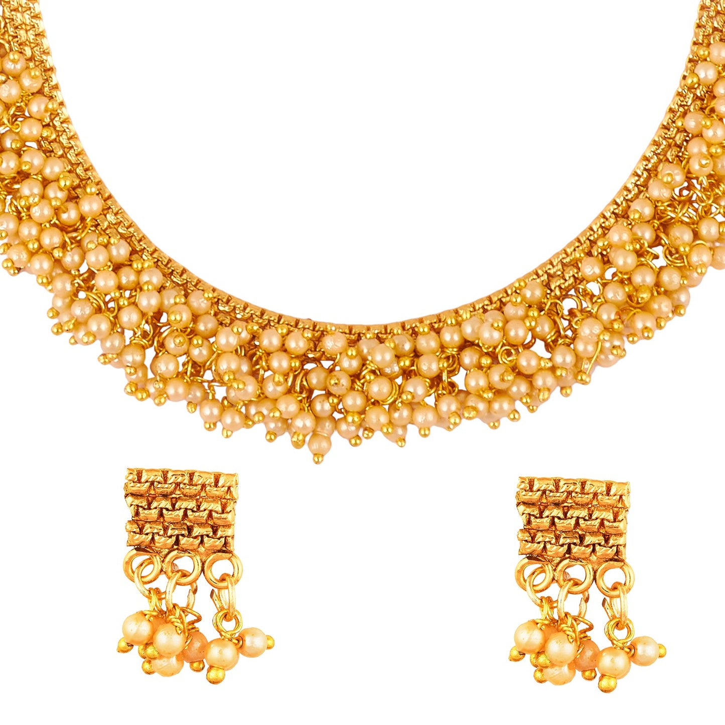 Traditional Gold Jewellery Necklace Set 22K with Earrings for Women & Girlss (SJ_2683)