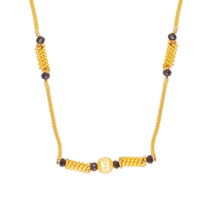 24K Gold Plated Traditional  Black Beads Thushi Mangalsutra Necklace For Women (SJ_2687)