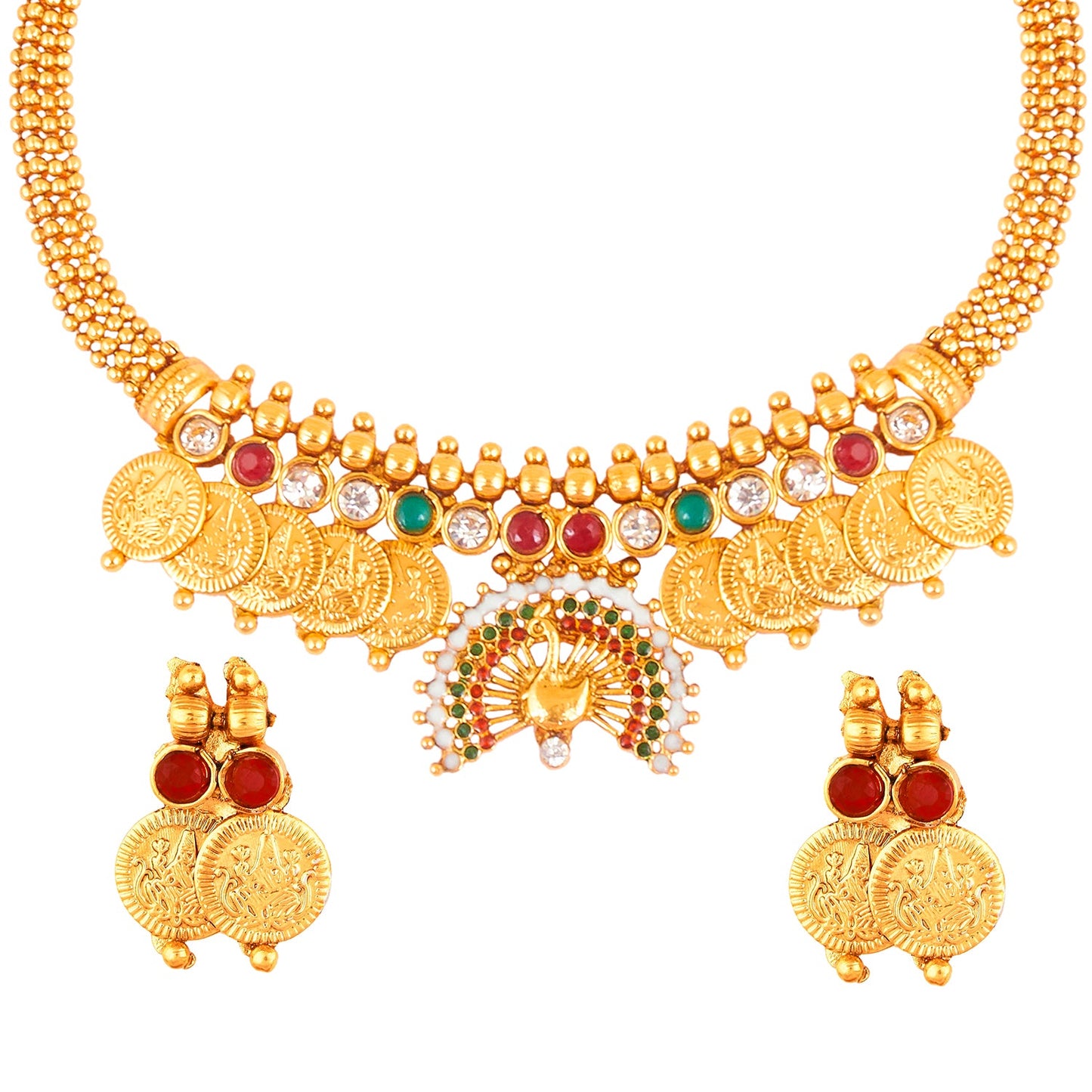 22K Traditional Gold Coin Necklace Set For Girls & Women (SJ_2688)