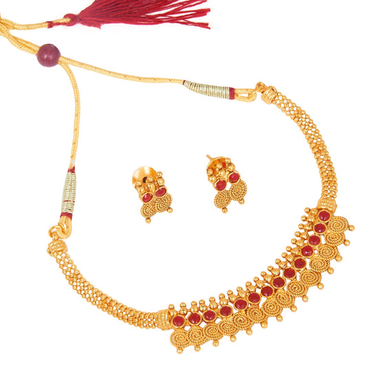 22K Traditional Gold Jalebi Coin Necklace Set For Girls & Women (SJ_2690)