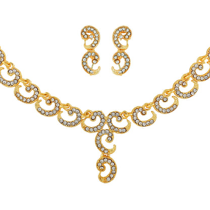 24K CZ Studded and Austrian Crystal Pearl Jewellery Necklace Set For Women (SJ_2694)