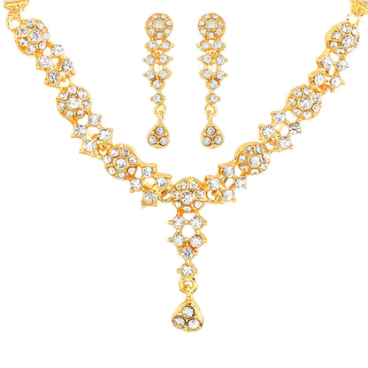 24K CZ Studded and Austrian Crystal Pearl Jewellery Necklace Set For Women (SJ_2695)