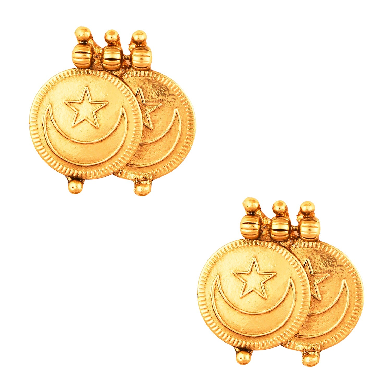 22K Traditional Chand Tara Gold Coin Necklace Set For Women