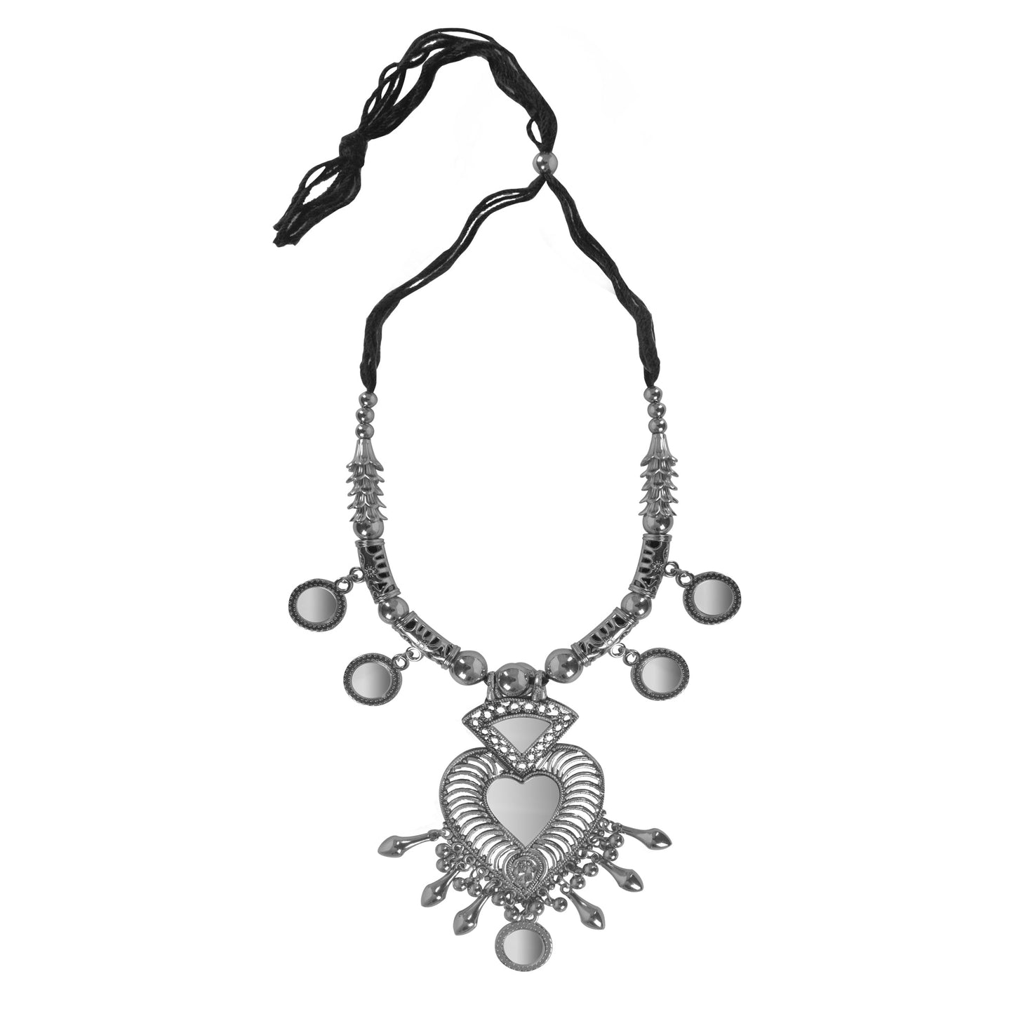 Oxidised Silver Jewellery Necklace Set with Earrings for Girls & Women (SJ_2702)