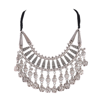 Oxidised Silver Jewellery Necklace Set with Earrings for Girls & Women (SJ_2706)