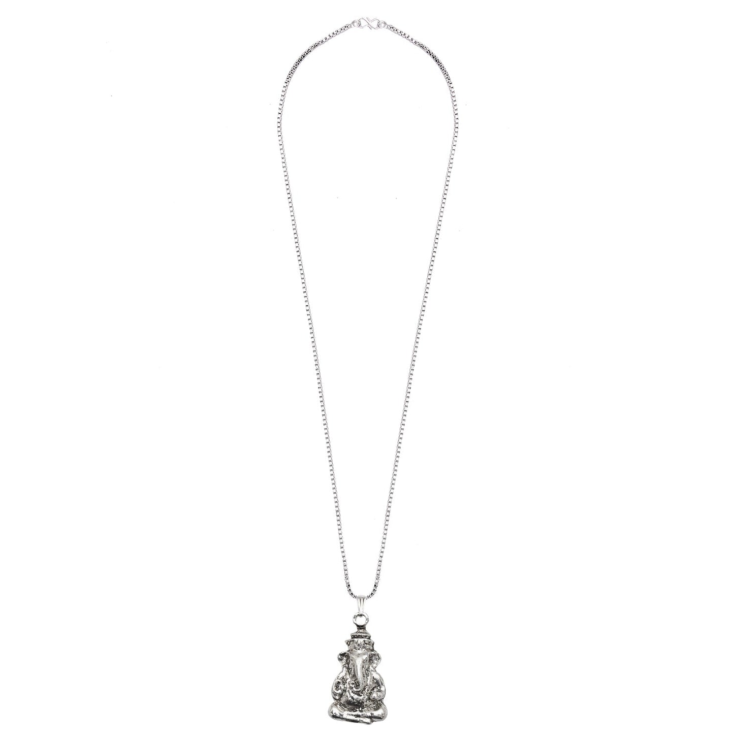 925 Fine Silver Plated Lord Ganesha Pendant with Chain for Men & Women (SJ_2719)