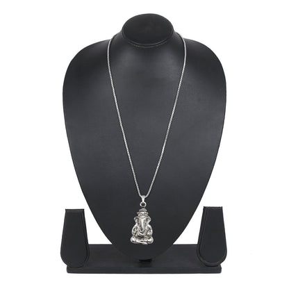 925 Fine Silver Plated Lord Ganesha Pendant with Chain for Men & Women (SJ_2719)