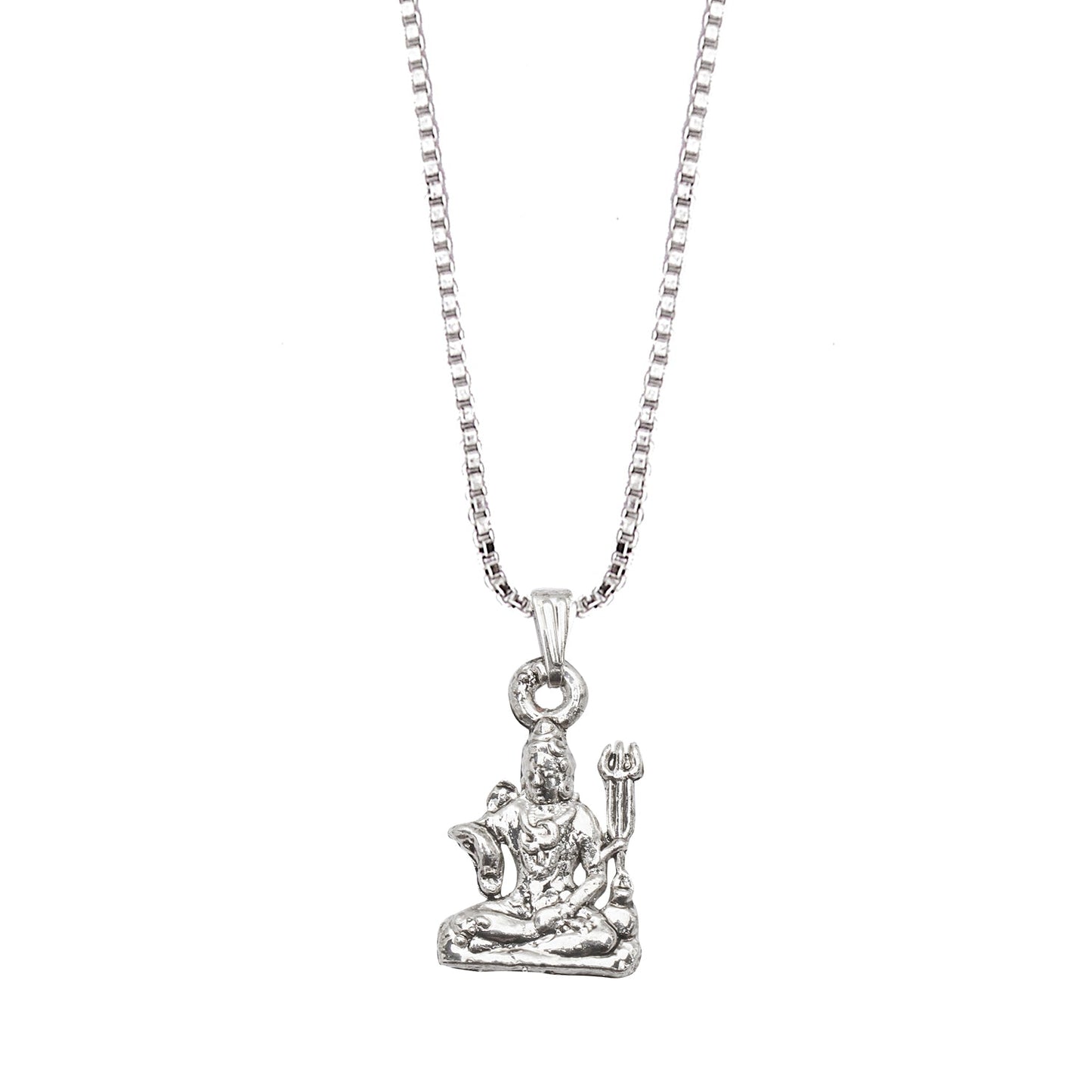 925 Fine Silver Plated Lord Shiva Pendant with Chain for Men & Women (SJ_2728)