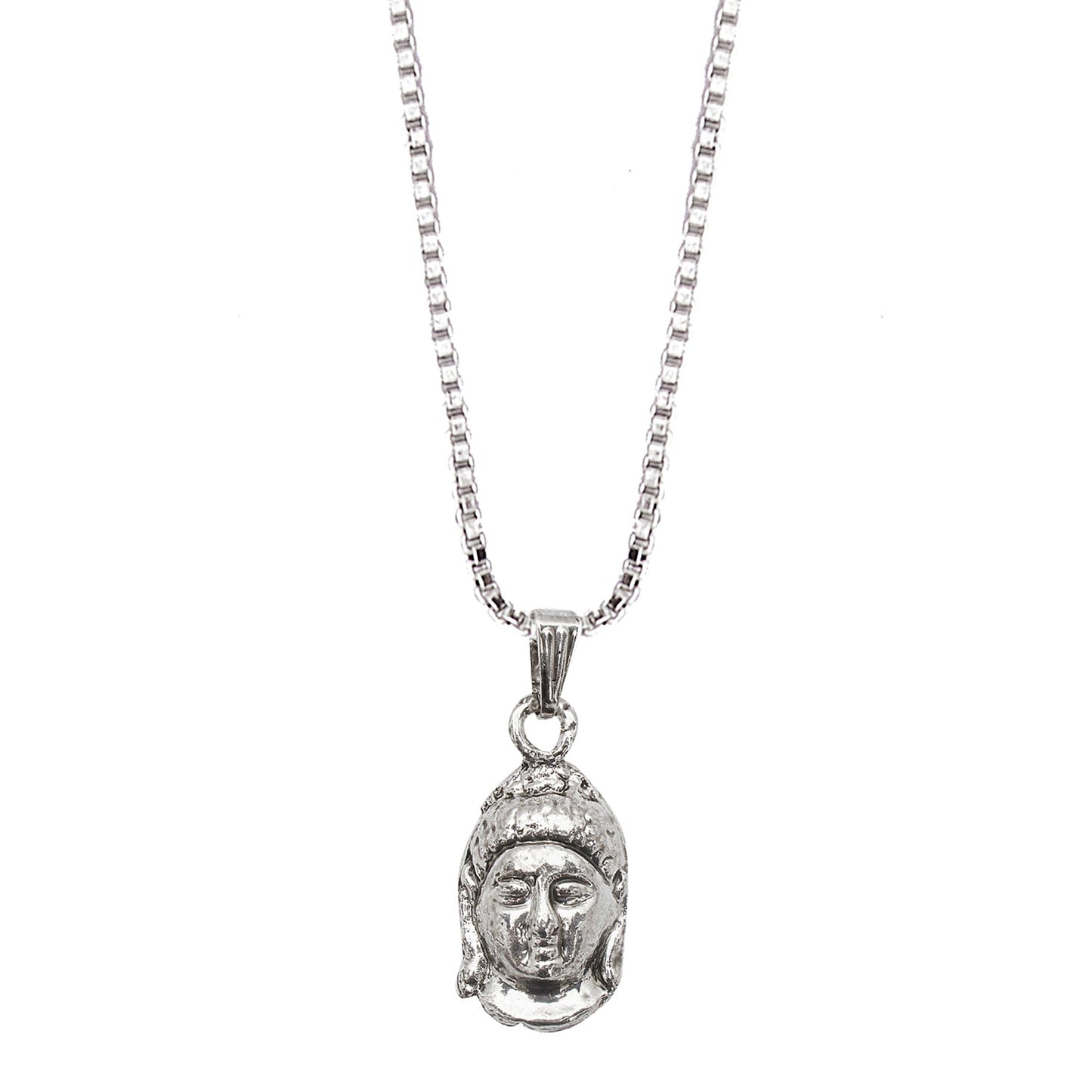 925 Fine Silver Plated Buddha Pendant with Chain for Men & Women (SJ_2729)