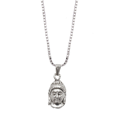 925 Fine Silver Plated Buddha Pendant with Chain for Men