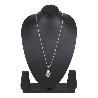 925 Fine Silver Plated Buddha Pendant with Chain for Men & Women (SJ_2729)