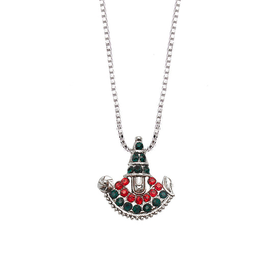 925 Fine Silver Plated Tirupathi Balaji Pendant with Chain for Men & Women (SJ_2730)