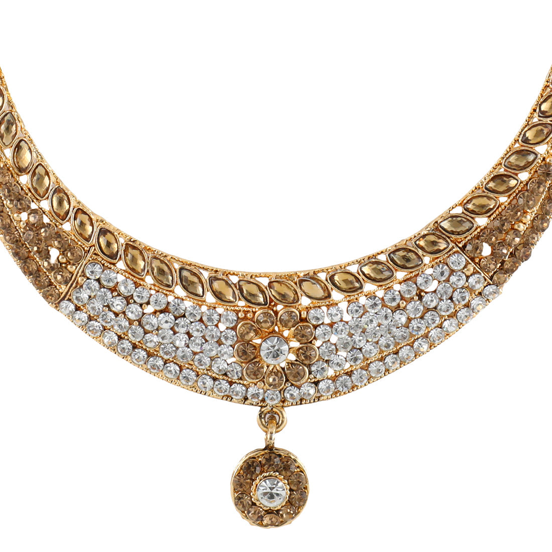 Gold Plated Complete Jewellery Bridal Necklace Set with Maang tikka and Earrings for Women (SJ_2744)