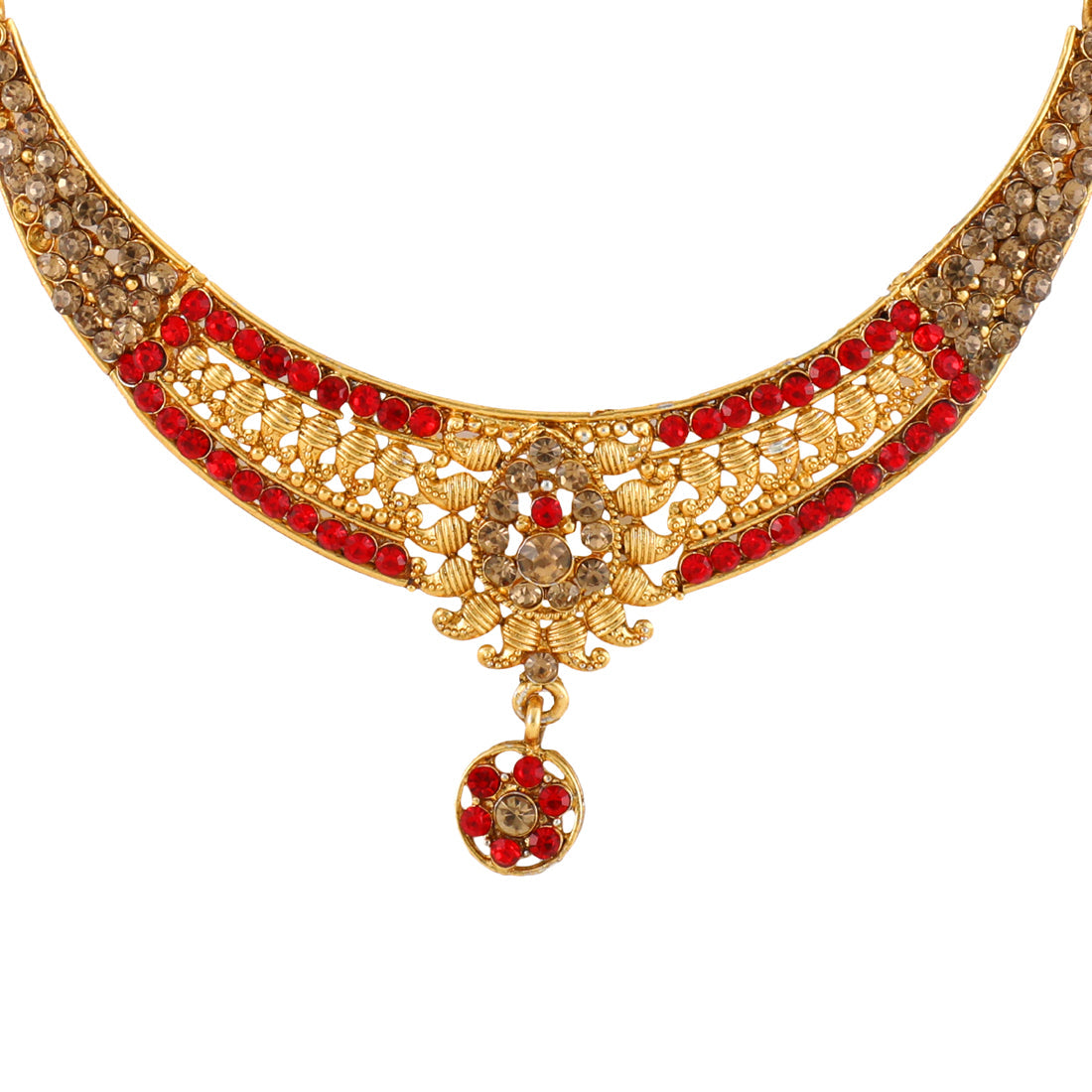 Gold Plated Complete Jewellery Bridal Necklace Set with Maang tikka and Earrings for Women (SJ_2745)