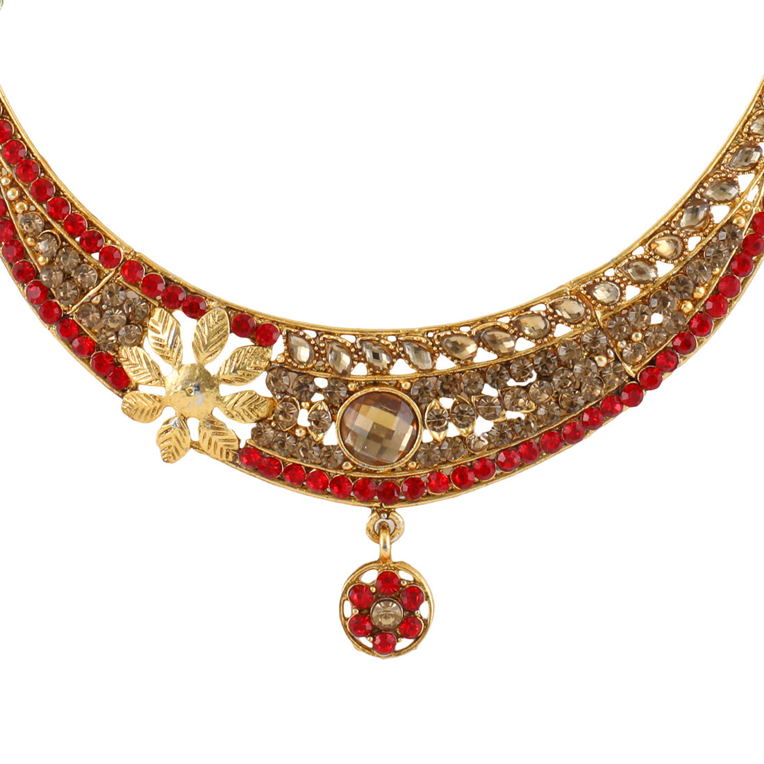 Gold Plated Complete Jewellery Bridal Necklace Set with Maang tikka and Earrings for Women (SJ_2747)