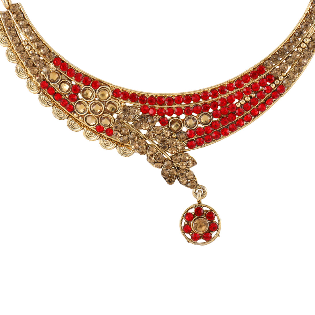 Gold Plated Complete Jewellery Bridal Necklace Set with Maang tikka and Earrings for Women (SJ_2753)