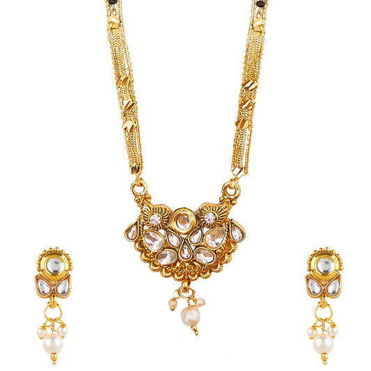 18K Gold Plated Traditional Long Mangsalsutra Jewellery Set for Women with Earrings (SJ_2767)