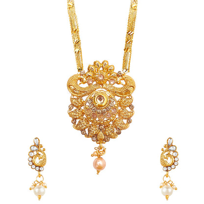 18K Gold Plated Traditional Long Mangsalsutra Jewellery Set for Women with Earrings (SJ_2768)