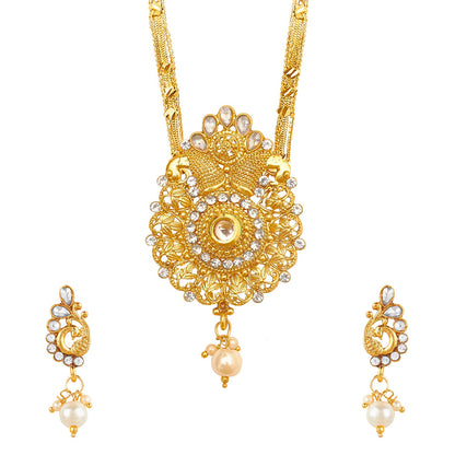 18K Gold Plated Traditional Long Mangsalsutra Jewellery Set for Women with Earrings (SJ_2769)