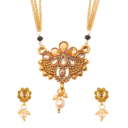 18K Gold Plated Traditional Mangsalsutra Jewellery Set for Women with Earrings (SJ_2770)