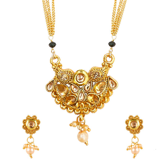 18K Gold Plated Traditional Mangsalsutra Jewellery Set for Women with Earrings (SJ_2772)