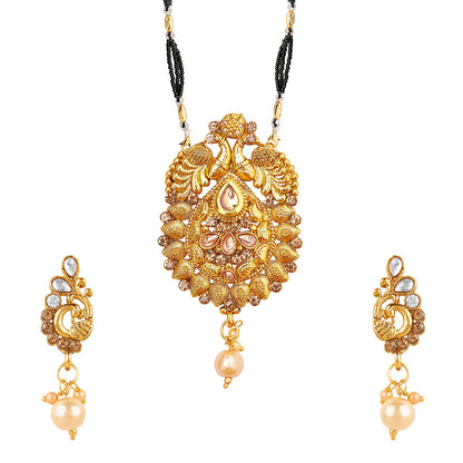 18K Gold Plated Traditional Long Mangsalsutra Jewellery Set for Women with Earrings (SJ_2776)