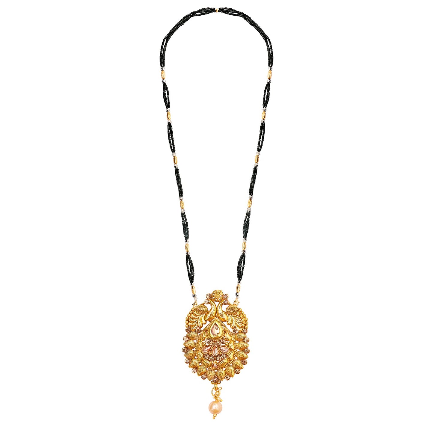 18K Gold Plated Traditional Long Mangsalsutra Jewellery Set for Women with Earrings (SJ_2776)