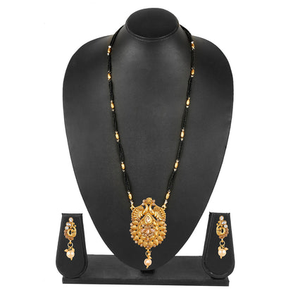 18K Gold Plated Traditional Long Mangsalsutra Jewellery Set for Women with Earrings (SJ_2776)