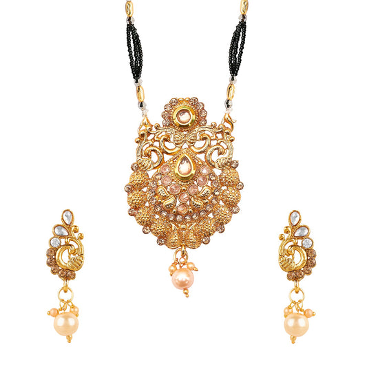 18K Gold Plated Traditional Long Mangsalsutra Jewellery Set for Women with Earrings (SJ_2777)